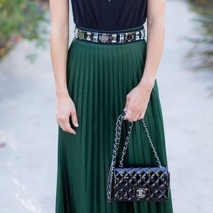 NWT Zara Green Pleated Midi Skirt